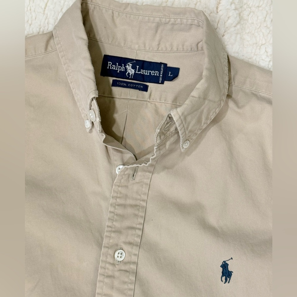 ๐2 for $12 Ralph Lauren Polo Button-Down Shirt with Navy Pony LARGE MENS - Picture 4 of 7